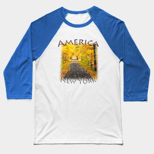 America - New York State fall colours Baseball T-Shirt by TouristMerch